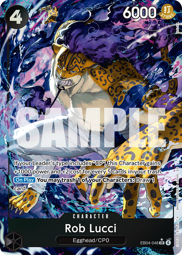 Carte Alt-Art Rob Lucci EB04-048_p1 Super Rare — One Piece TCG OP15-EB04 Adventure on Kami's Island (Bandai)