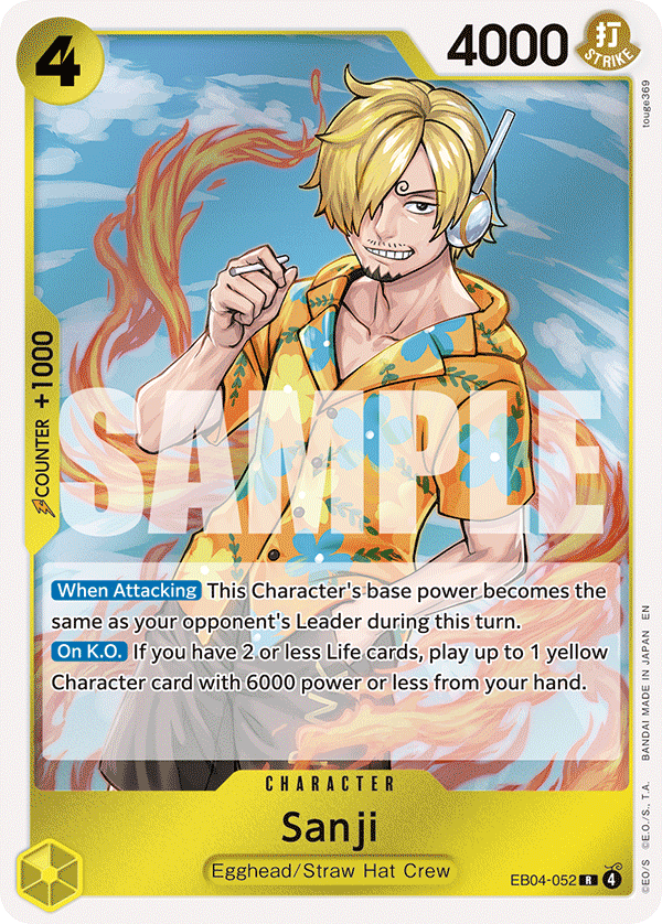 Carte Sanji EB04-052 Rare — One Piece TCG OP15-EB04 (Bandai)