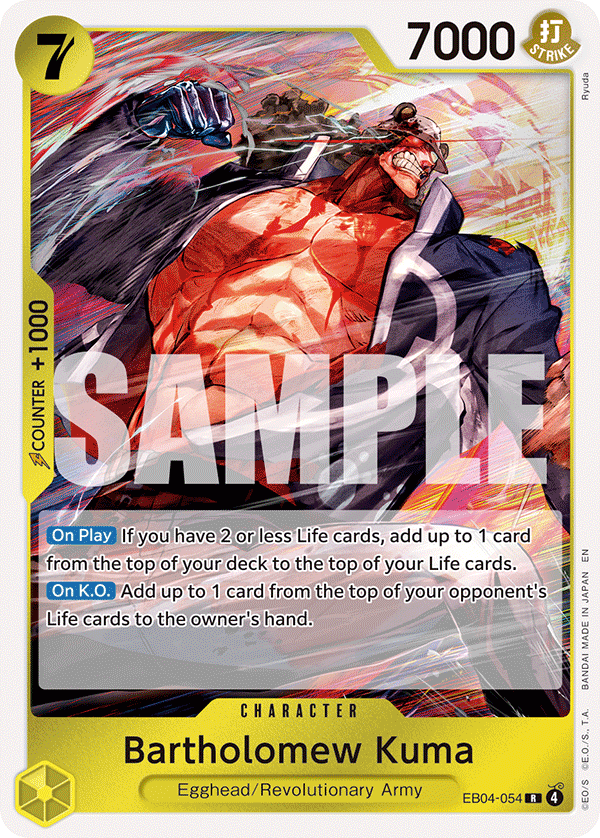 Carte Bartholomew Kuma EB04-054 Rare — One Piece TCG OP15-EB04 (Bandai)