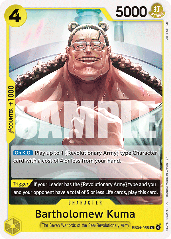 Carte Bartholomew Kuma EB04-055 Common — One Piece TCG OP15-EB04 Adventure on Kami's Island (Bandai)