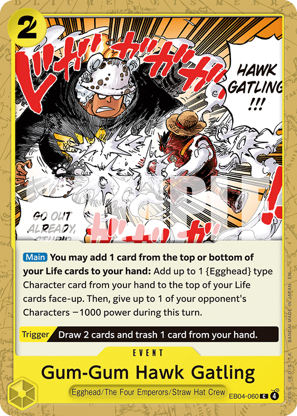 Carte Gum-Gum Hawk Gatling EB04-060 Common — One Piece TCG OP15-EB04 Adventure on Kami's Island (Bandai)