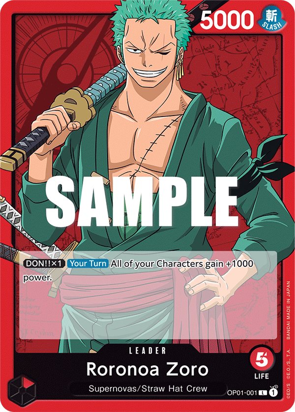 Carte Roronoa Zoro OP01-001 Leader — One Piece TCG OP-01 (Bandai)