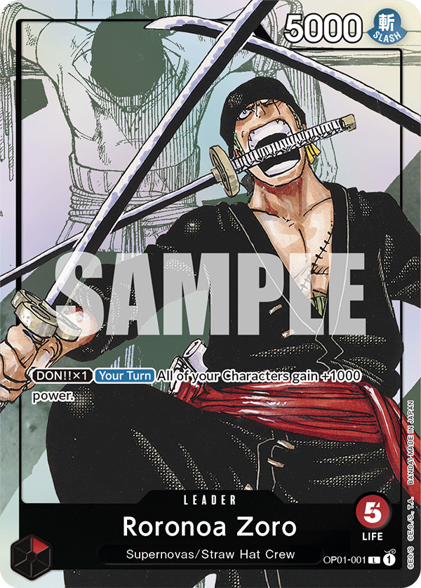Carte Alt-Art Roronoa Zoro OP01-001_p2 Leader — One Piece TCG OTHER One Piece Products (Bandai)