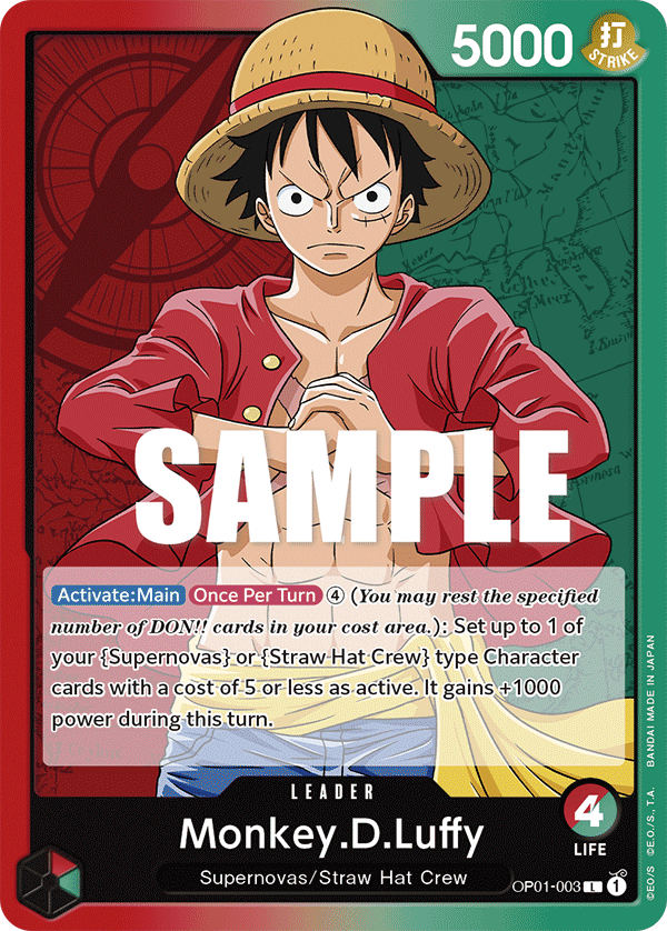 Carte Monkey.D.Luffy OP01-003 Leader — One Piece TCG OP-01 (Bandai)