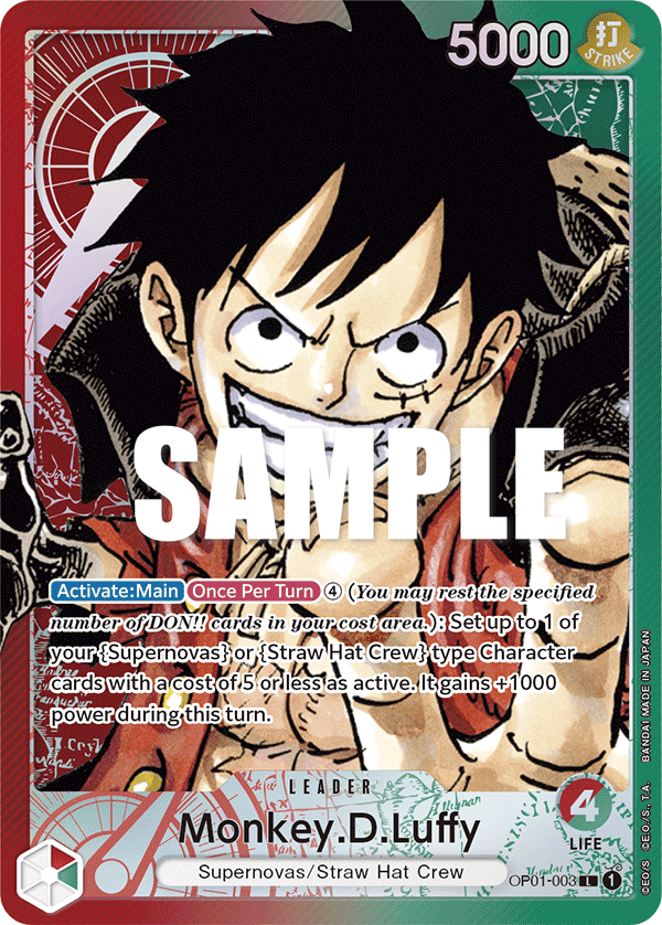 Carte Alt-Art Monkey.D.Luffy OP01-003_p1 Leader — One Piece TCG OP-01 Romance Dawn (Bandai)