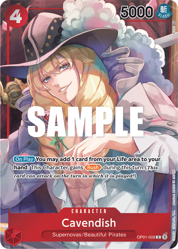 Carte Alt-Art Cavendish OP01-008_p1 Common — One Piece TCG OP-01 Romance Dawn (Bandai)