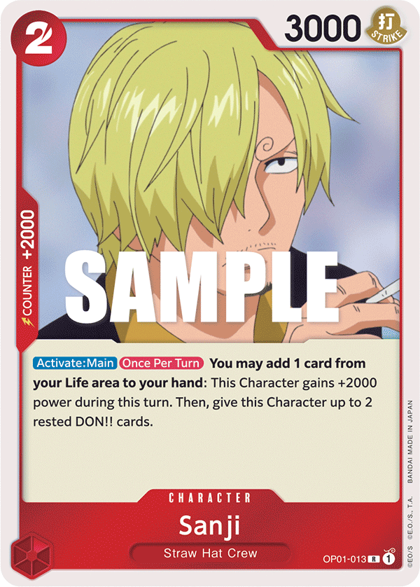 Carte Sanji OP01-013 Rare — One Piece TCG OP-01 Romance Dawn (Bandai)