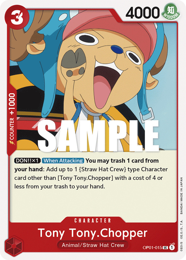 Carte Tony Tony.Chopper OP01-015 Uncommon — One Piece TCG OP-01 Romance Dawn (Bandai)