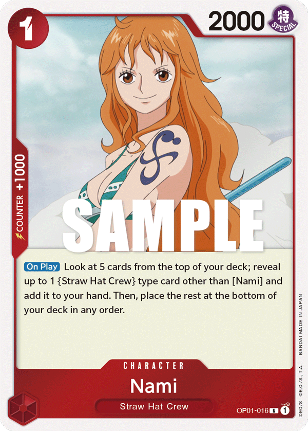 Carte Nami OP01-016 Rare — One Piece TCG OP-01 Romance Dawn (Bandai)