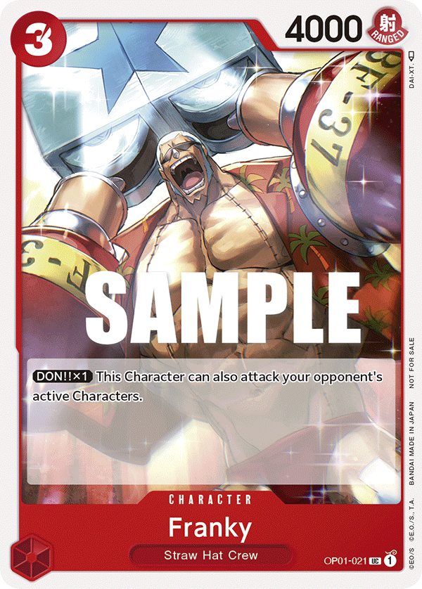 Carte Alt-Art Franky OP01-021_p2 Uncommon — One Piece TCG PROMO-OP-01 Promos: Romance Dawn (Bandai)