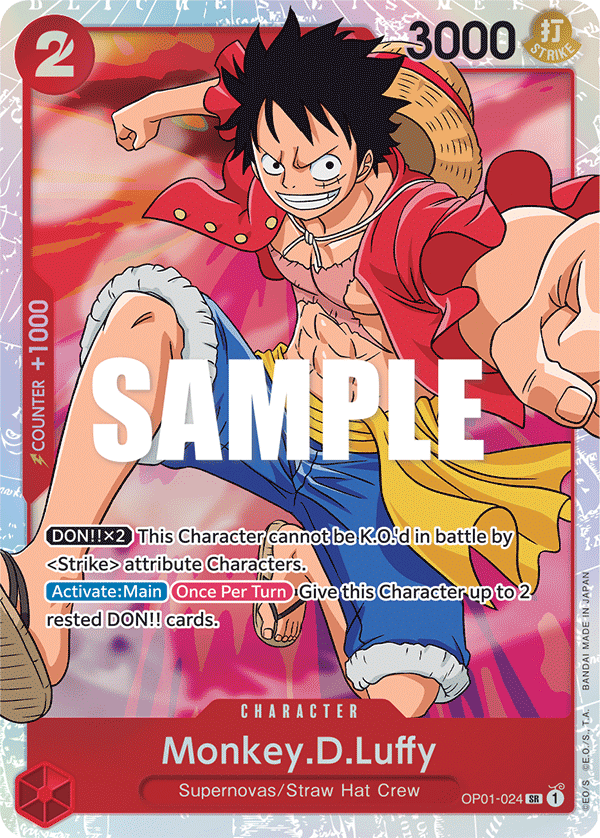 Carte Monkey.D.Luffy OP01-024 Super Rare — One Piece TCG OP-01 Romance Dawn (Bandai)