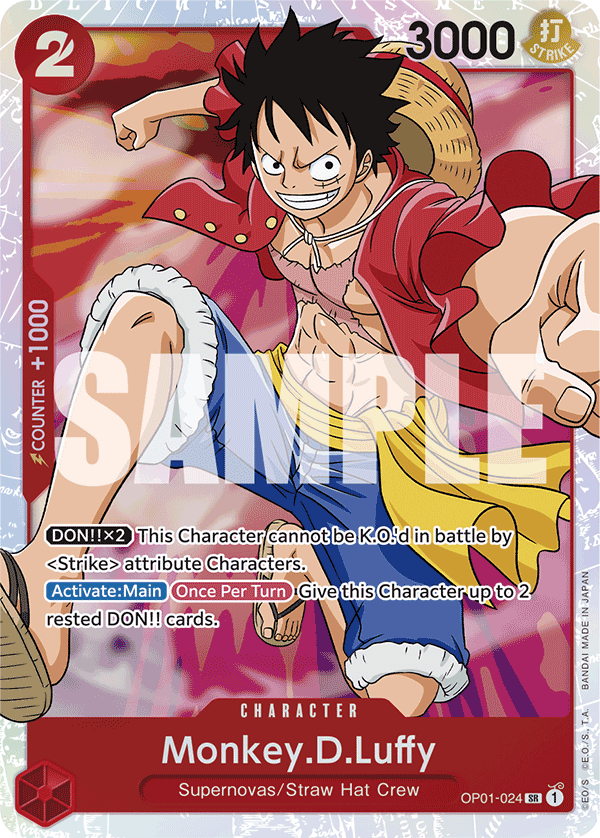 Carte Alt-Art Monkey.D.Luffy OP01-024_p2 Super Rare — One Piece TCG OP-01 Romance Dawn (Bandai)