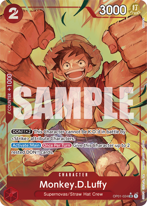 Carte Alt-Art Monkey.D.Luffy OP01-024_p3 Super Rare — One Piece TCG PRB-01 The Best (Bandai)