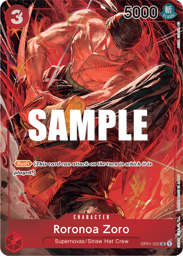 Carte Alt-Art Roronoa Zoro OP01-025_p1 Super Rare — One Piece TCG OP-01 Romance Dawn (Bandai)
