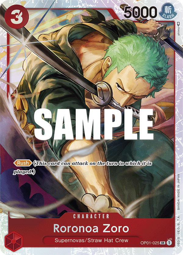 Carte Alt-Art Roronoa Zoro OP01-025_p2 Super Rare — One Piece TCG ST-10 Starter Deck: The Three Captains (Bandai)