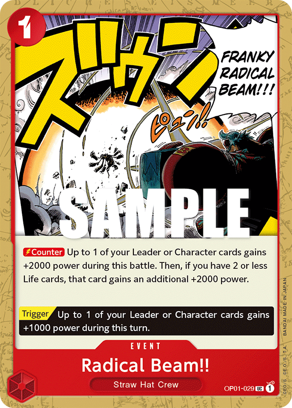 Carte Radical Beam!! OP01-029 Uncommon — One Piece TCG OP-01 (Bandai)
