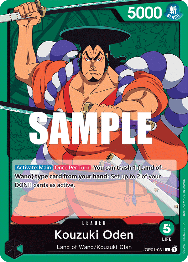 Carte Kouzuki Oden OP01-031 Leader — One Piece TCG OP-01 (Bandai)