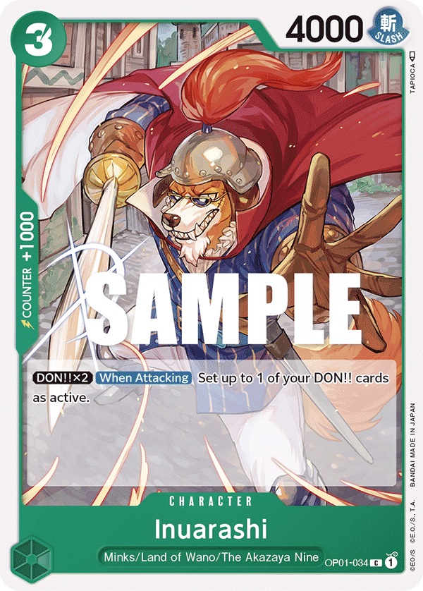 Carte Inuarashi OP01-034 Common — One Piece TCG OP-01 Romance Dawn (Bandai)