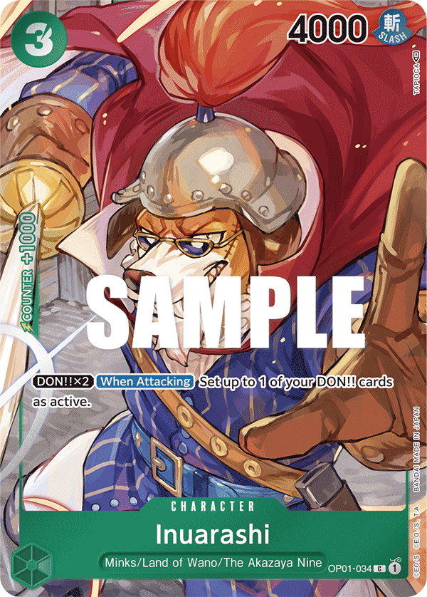 Carte Alt-Art Inuarashi OP01-034_p1 Common — One Piece TCG OP-01 Romance Dawn (Bandai)