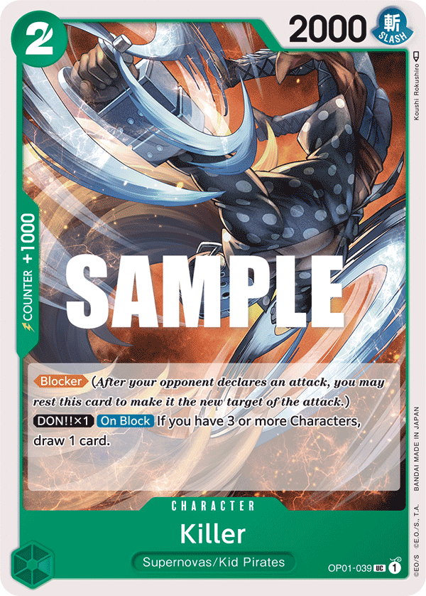 Carte Killer OP01-039 Uncommon — One Piece TCG OP-01 Romance Dawn (Bandai)