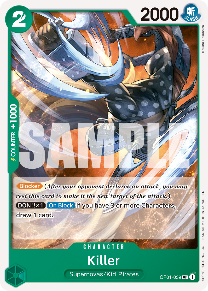 Carte Killer OP01-039_r1 Uncommon — One Piece TCG PRB-02 (Bandai)