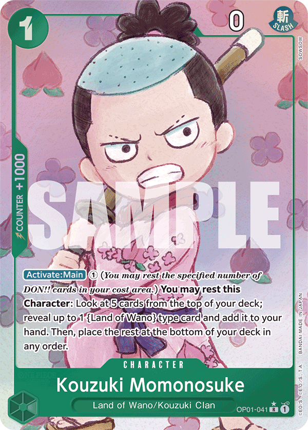 Carte Alt-Art Kouzuki Momonosuke OP01-041_p5 Rare — One Piece TCG PRB-01 The Best (Bandai)