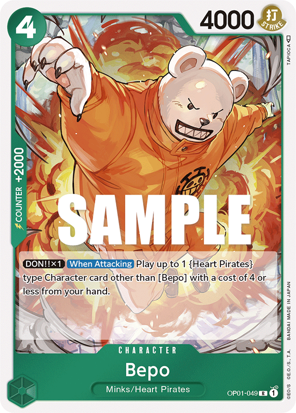 Carte Bepo OP01-049 Rare — One Piece TCG OP-01 Romance Dawn (Bandai)