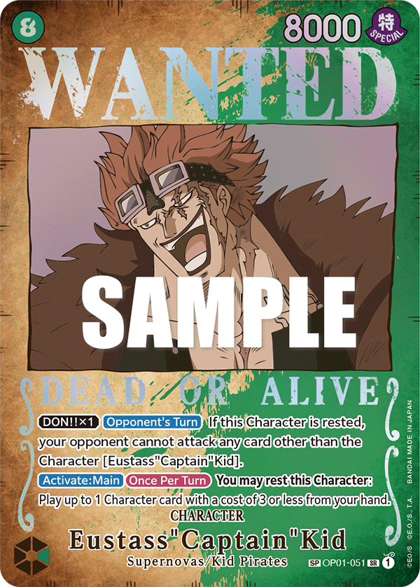 Carte Alt-Art Eustass "Captain" Kidd OP01-051_p2 Special — One Piece TCG OP-03 Pillars of Strength (Bandai)