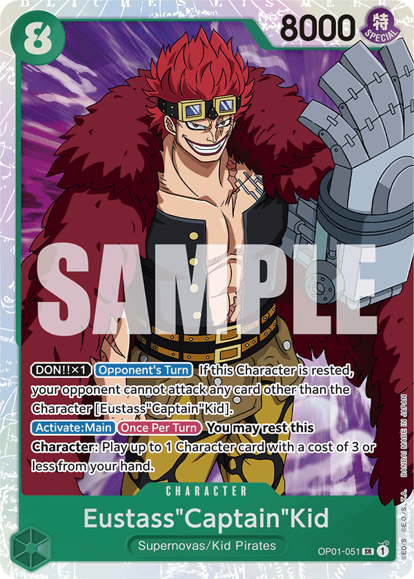 Carte Alt-Art Eustass"Captain"Kid OP01-051_p3 Super Rare — One Piece TCG OP-01 Romance Dawn (Bandai)