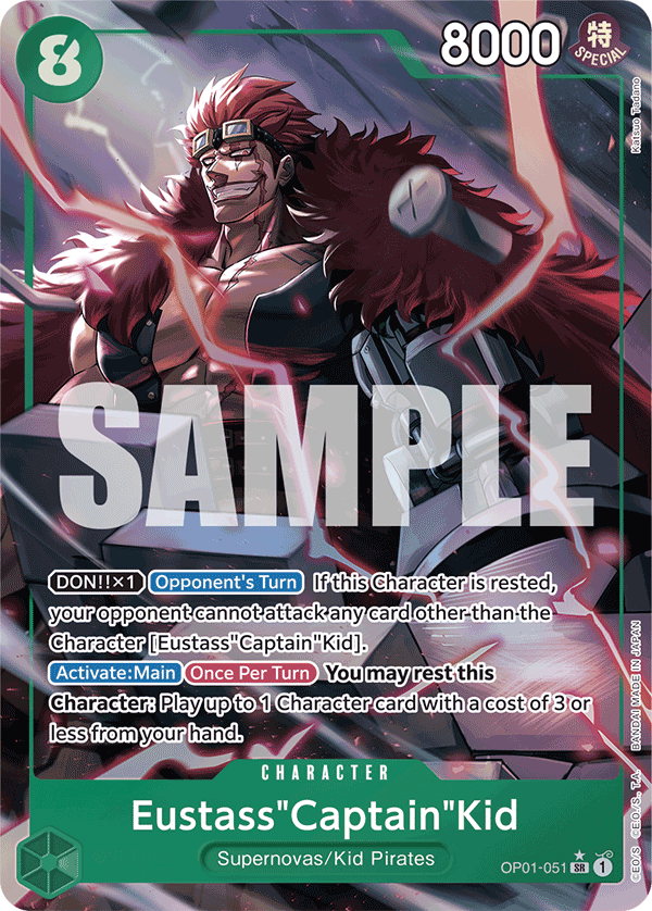 Carte Alt-Art Eustass"Captain"Kid OP01-051_p4 Super Rare — One Piece TCG PRB-01 The Best (Bandai)