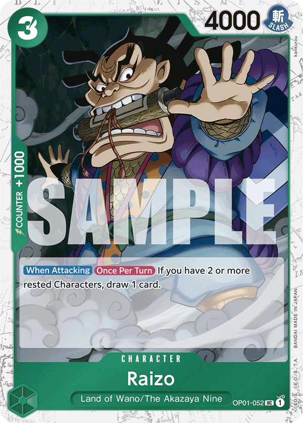 Carte Alt-Art Raizo OP01-052_p3 Uncommon — One Piece TCG PRB-01 The Best (Bandai)