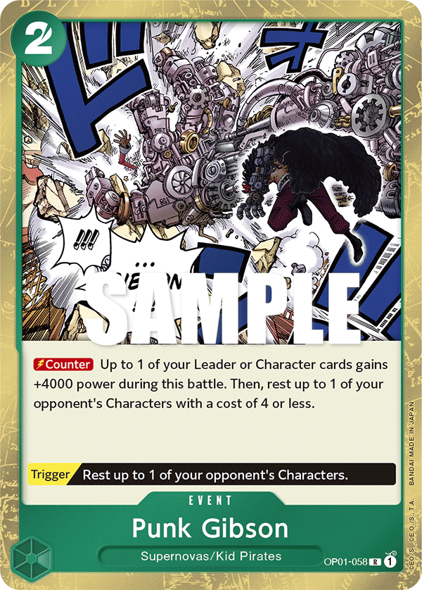 Carte Punk Gibson OP01-058 Rare — One Piece TCG OP-01 Romance Dawn (Bandai)
