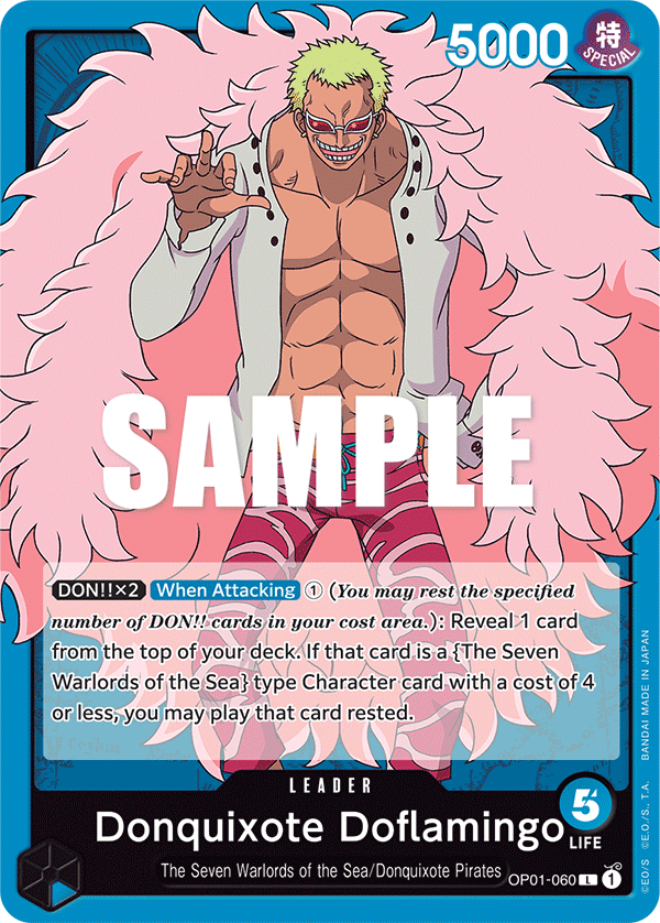 Carte Donquixote Doflamingo OP01-060 Leader — One Piece TCG OP-01 (Bandai)
