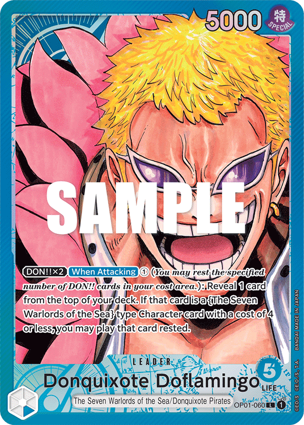 Carte Alt-Art Don Quijote Doflamingo OP01-060_p1 Leader — One Piece TCG OP-01 Romance Dawn (Bandai)