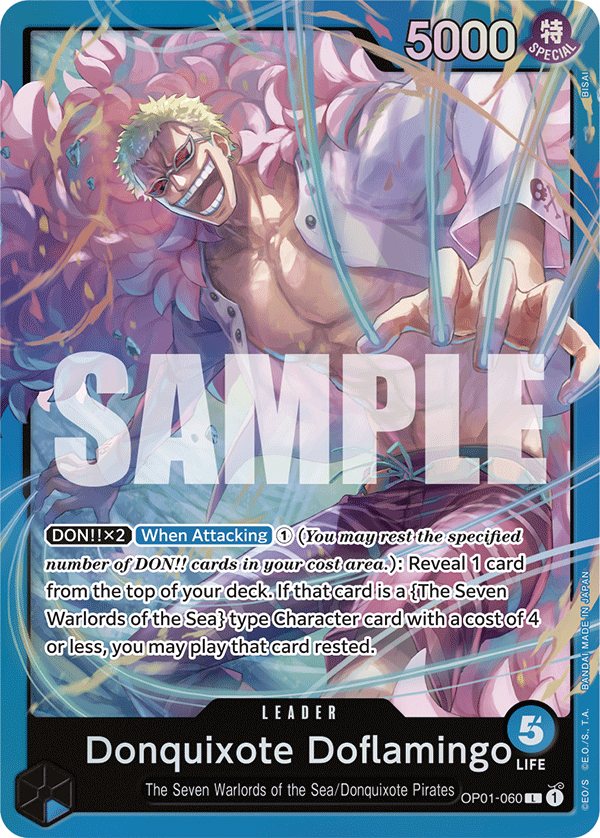 Carte Alt-Art Donquixote Doflamingo OP01-060_p2 Leader — One Piece TCG ST-17 Starter Deck: Blue Donquixote Doflamingo (Bandai)
