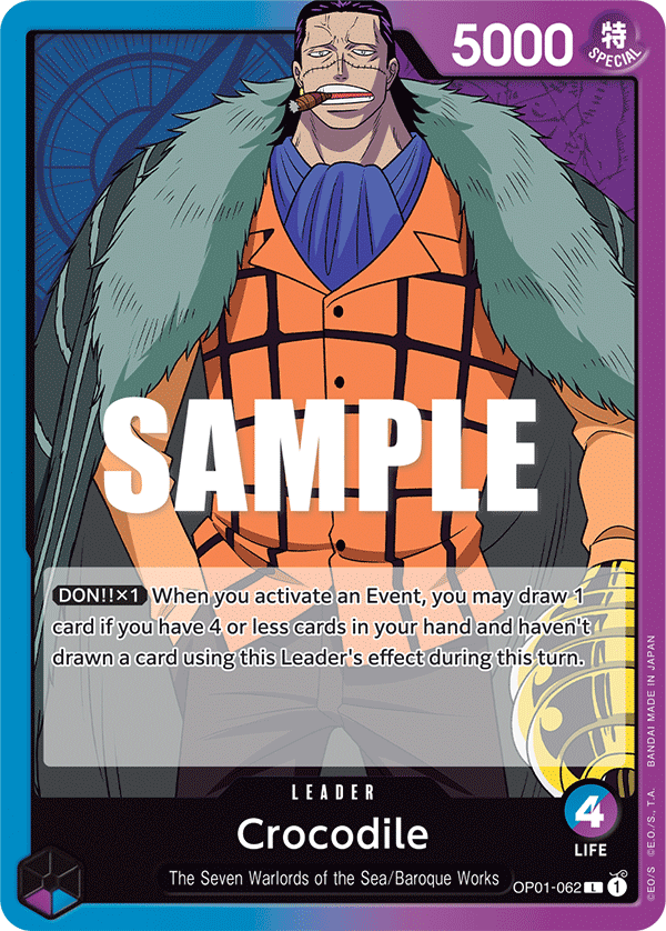 Carte Crocodile OP01-062 Leader — One Piece TCG OP-01 (Bandai)