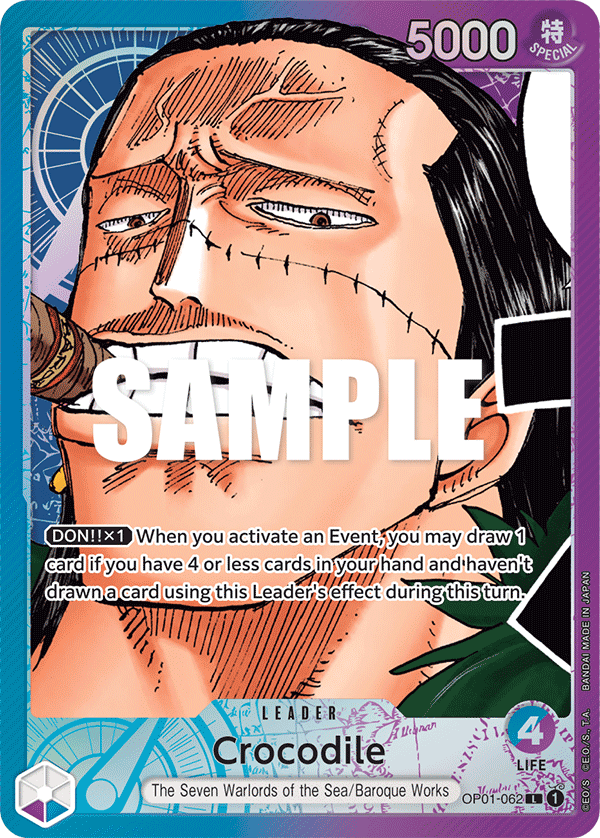 Carte Alt-Art Crocodile OP01-062_p1 Leader — One Piece TCG OP-01 Romance Dawn (Bandai)