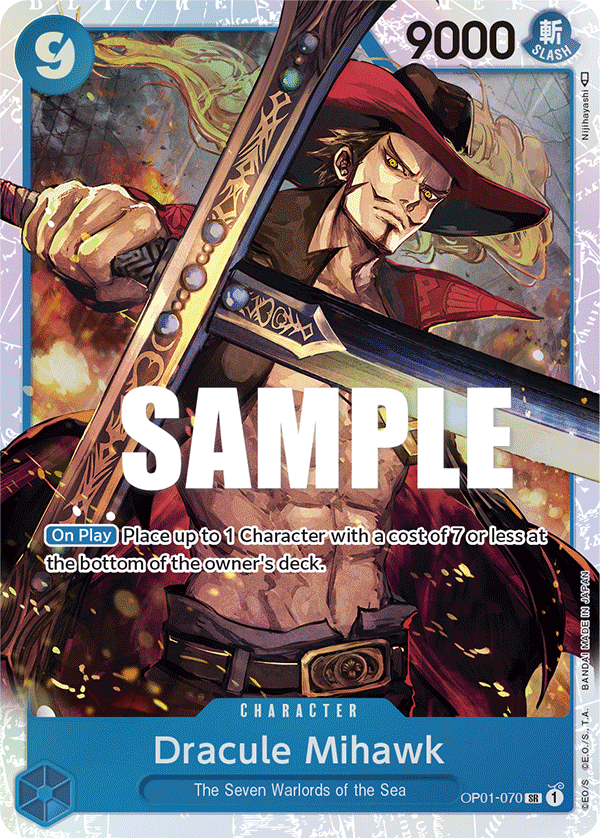 Carte Dracule Mihawk OP01-070 Super Rare — One Piece TCG OP-01 Romance Dawn (Bandai)