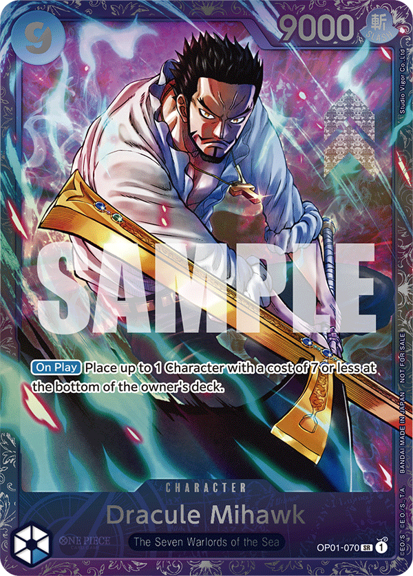 Carte Alt-Art Dracule Mihawk OP01-070_p2 Super Rare — One Piece TCG PROMO-OP-01 Promos: Romance Dawn (Bandai)