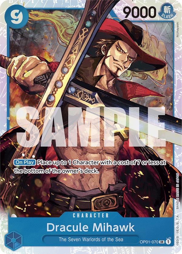 Carte Alt-Art Dracule Mihawk OP01-070_p3 Super Rare — One Piece TCG OP-01 Romance Dawn (Bandai)