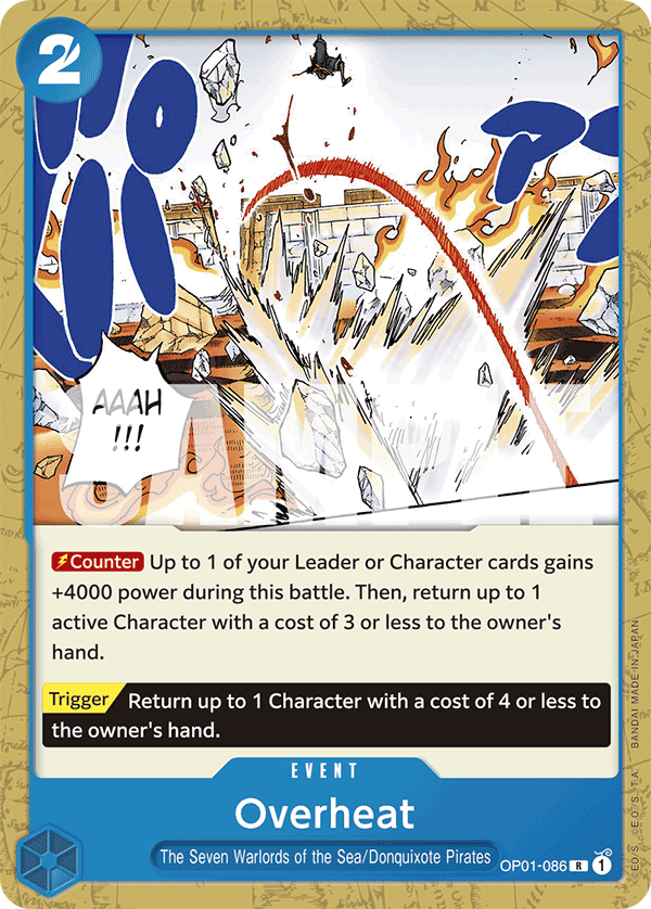 Carte Overheat OP01-086_r1 Rare — One Piece TCG ST-17 (Bandai)