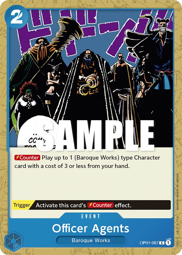 Carte Officer Agents OP01-087 Common — One Piece TCG OP-01 Romance Dawn (Bandai)