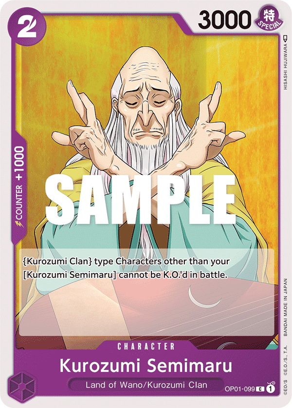 Carte Kurozumi Semimaru OP01-099 Common — One Piece TCG OP-01 Romance Dawn (Bandai)