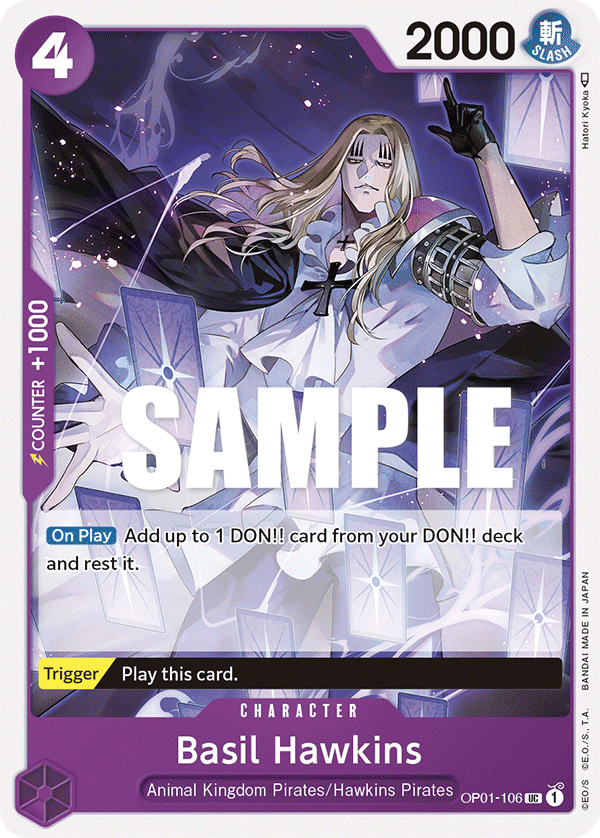 Carte Basil Hawkins OP01-106 Uncommon — One Piece TCG OP-01 Romance Dawn (Bandai)