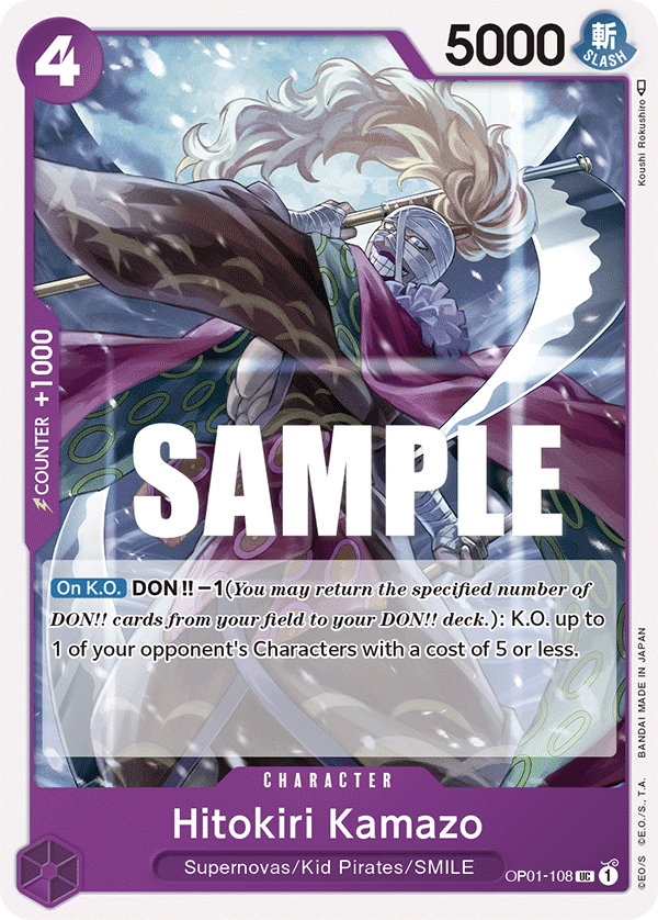 Carte Hitokiri Kamazo OP01-108 Uncommon — One Piece TCG OP-01 (Bandai)