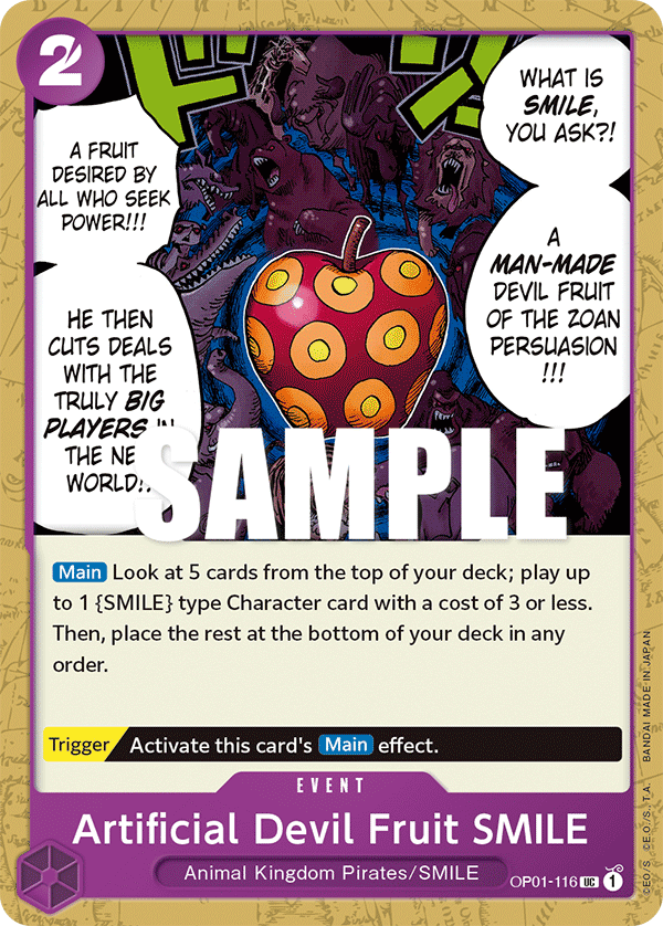 Carte Artificial Devil Fruit SMILE OP01-116 Uncommon — One Piece TCG OP-01 Romance Dawn (Bandai)