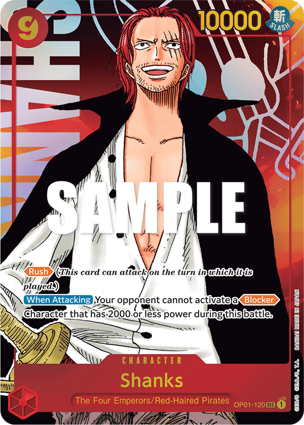 Carte Alt-Art Shanks OP01-120_p1 Secret Rare — One Piece TCG OP-01 Romance Dawn (Bandai)