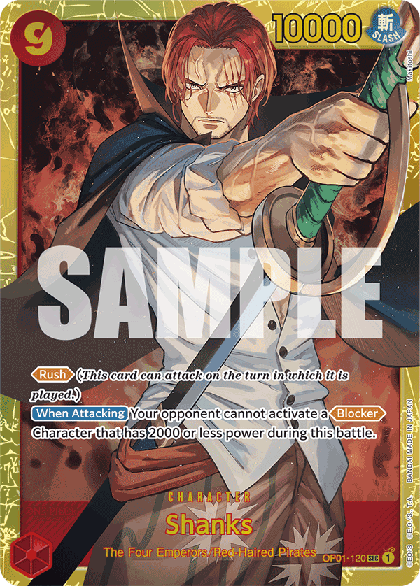 Carte Alt-Art Shanks OP01-120_p3 Secret Rare — One Piece TCG OP-01 Romance Dawn (Bandai)