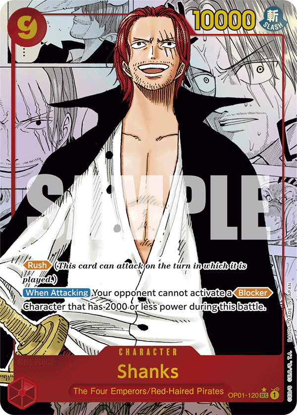 Carte Alt-Art Shanks OP01-120_p4 Secret Rare — One Piece TCG OP-01 Romance Dawn (Bandai)