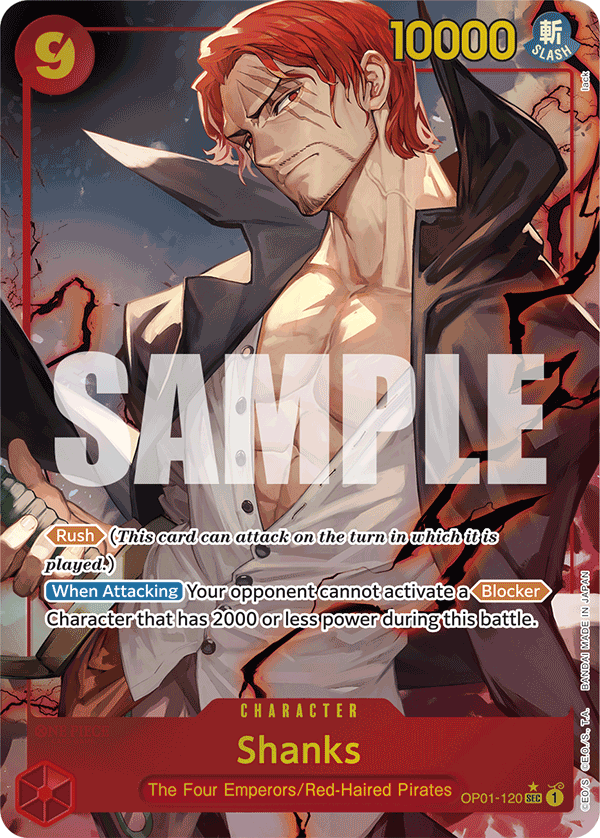 Carte Alt-Art Shanks OP01-120_p5 Secret Rare — One Piece TCG PRB-01 The Best (Bandai)